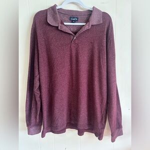 Arnold Palmer Size L, Long sleeve golf polo shirt, Collared, Merlot/Red Color